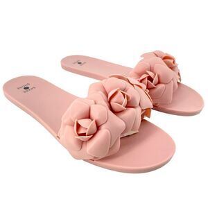 Shade & Shore Women’s Mallory Pink Matte PVC Jelly Slide Sandals Size 10